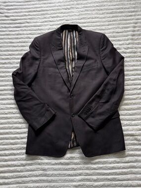Versace Black Textured Two-Button Sport Coat